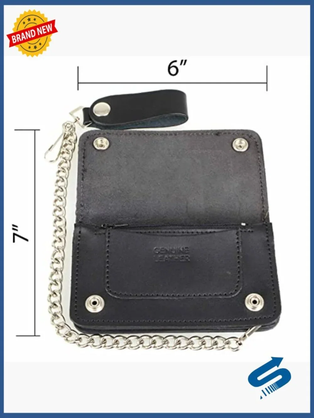 Men's Bi-Fold Leather Wallet with Removable Chain